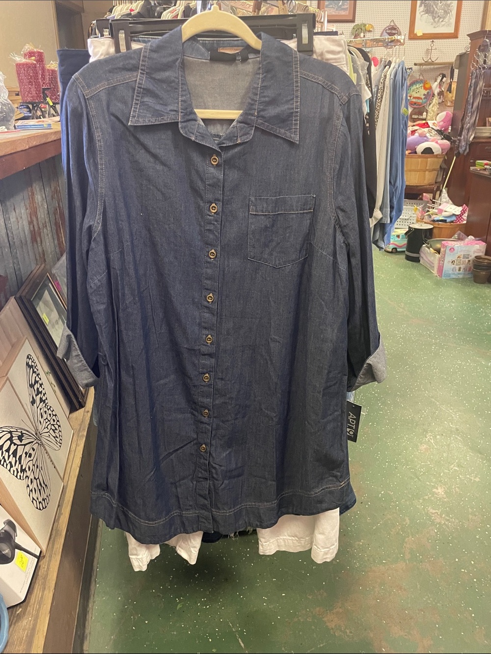 Apt. 9 Dark Blue Denim Button-Front Shirt